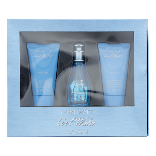 DAVIDOFF Cool Water Woman EDT Gift Set: EDT 30 ml - Shower Gel 50 ml - Body Lotion 50 ml / ženski poklon set