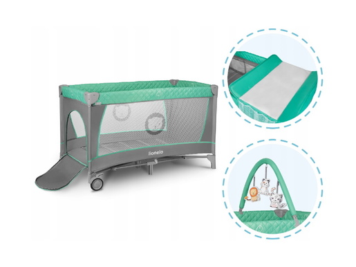 Lionelo dječji prijenosni krevetić Flower, tirkiz