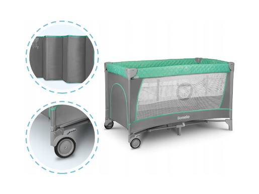 Lionelo dječji prijenosni krevetić Flower, tirkiz