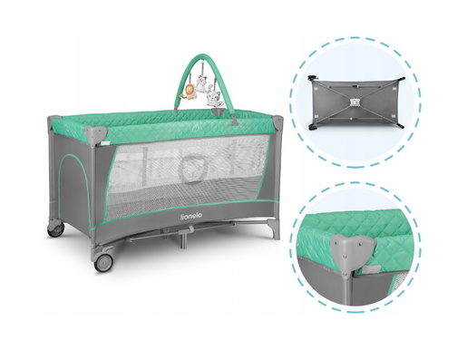 Lionelo dječji prijenosni krevetić Flower, tirkiz