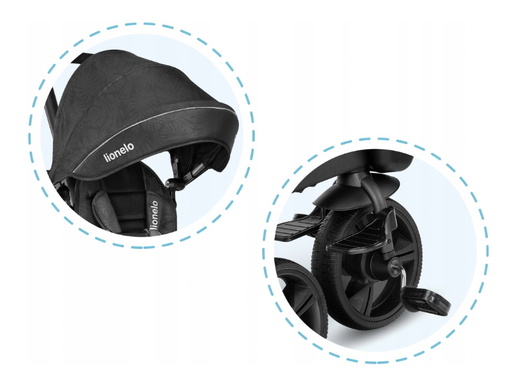 Lionelo tricikl Kori, 2 u 1, okvir od magnezija, sivi