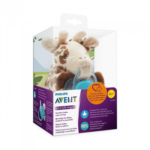 PHILIPS AVENT ultra soft snuggle žirafa plišana igračka s dudom varalicom SCF348/11