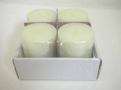 Svijeća metalik 6x8cm. 4kom - bijela