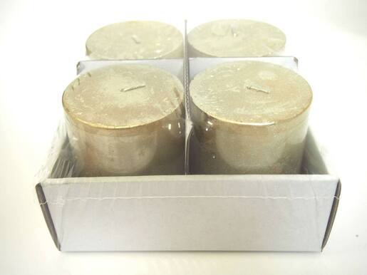 Svijeća metalik 6x8cm. 4kom - zlatna