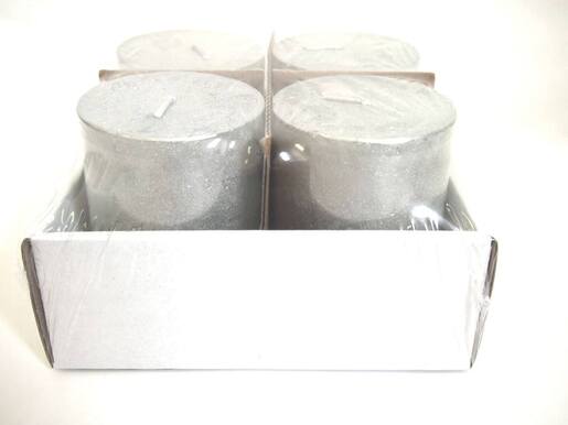 Svijeća metalik 6x8cm. 4kom - srebrna