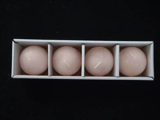 Svijeća frost kugla 6cm. 4kom - sv. roza