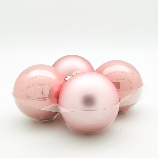 Staklene kuglice 10 cm/4kom - roza S/M