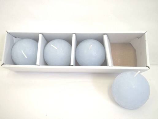 Svijeća frost kugla 6cm. 4kom - sv. plava