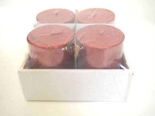 Svijeća metalik 6x8cm. 4kom - crvena