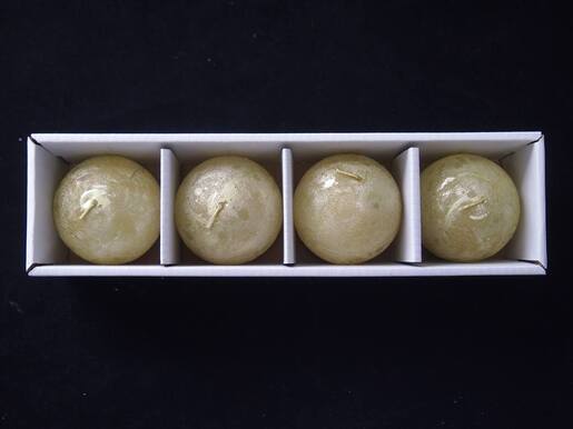 Svijeća metalik kugla 6cm. 4kom - šampanj