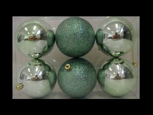 Plastične kuglice 8cm/6kom - eukaliptus