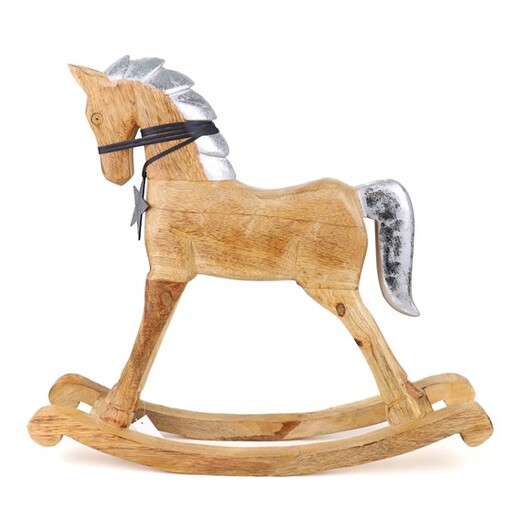 Konjić za ljuljanje 49x10xh44cm natur/srebrna/crna