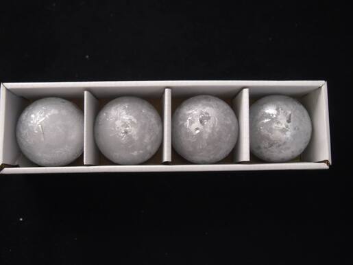 Svijeća metalik kugla 6cm. 4kom - srebrna