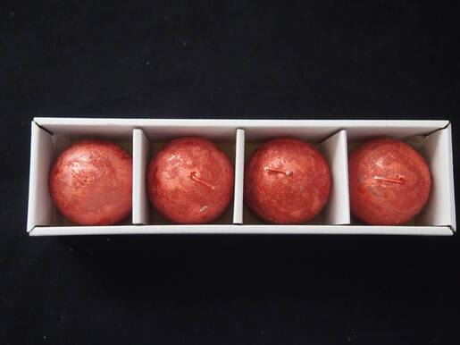 Svijeća metalik kugla 6cm. 4kom - crvena