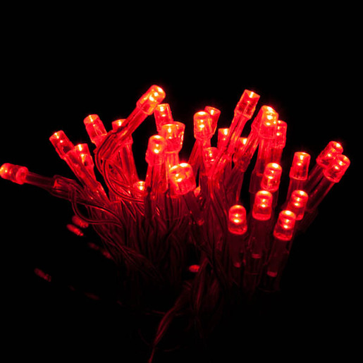100 LED žaruljica CRVENE - 5 metara - Prozirna žica - IP 44
