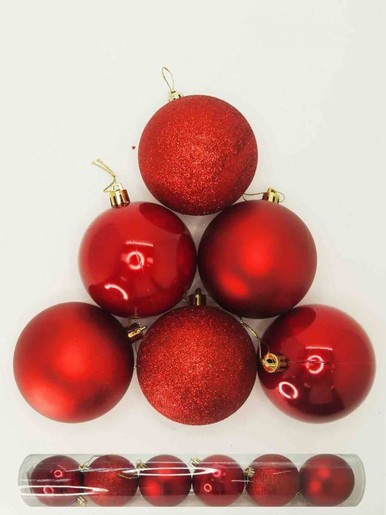 Plastična kuglica - Crvena 8 cm - 6 kom