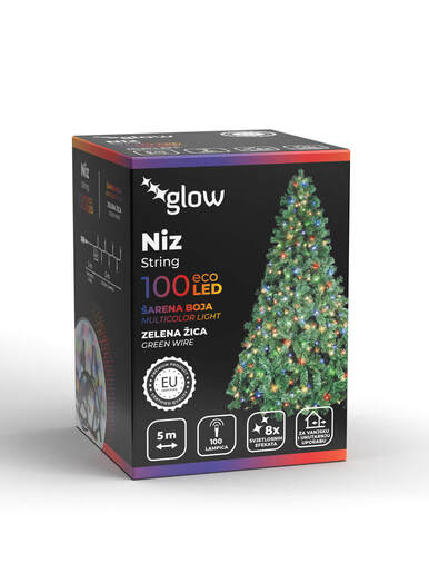 100 LED žaruljica ŠARENE - 5 metara - Zelena žica - IP 44