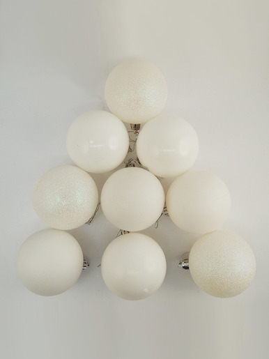 Plastična kuglica - Bijela 8 cm - 6 kom
