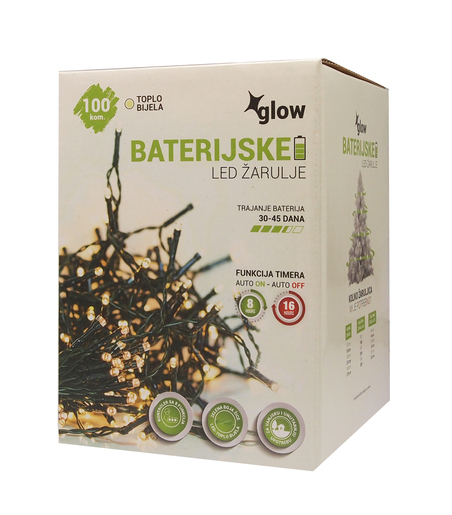 100 LED Žaruljica na baterije - TOPLO BIJELA