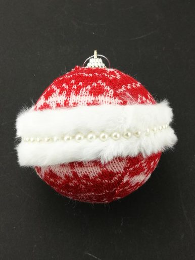 Stiropor kuglica - Crveno-bijela 8 cm - 3 kom