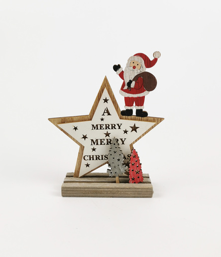 Drvena LED dekoracija na stalku - Zvijezda