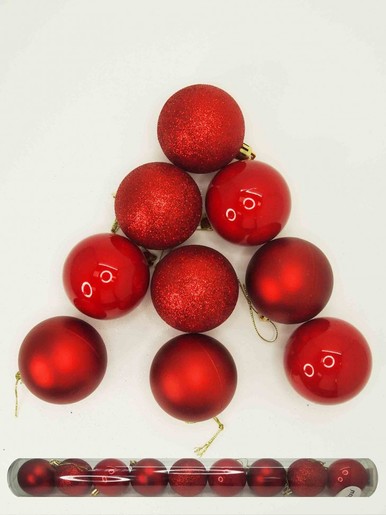 Plastična kuglica - Crvena 6 cm - 9 kom