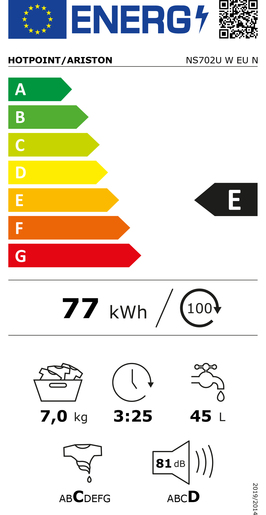 Hotpoint perilica rublja NS702U W EU N