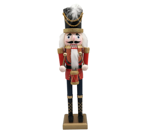 Orašar drveni 38cm s dobošem crveni