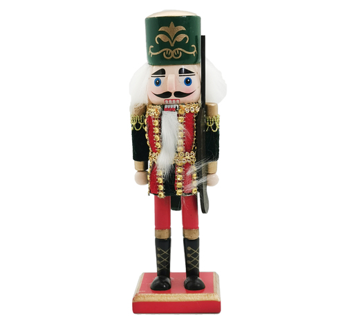 Orašar drveni 20cm s puškom crveni/zeleni