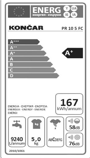 Končar perilica rublja PR 10 5 FC*RASPRODAJA