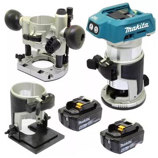 MAKITA akumulatorska glodalica DRT50RTYX2 (18V,Li-ion,2x5A, nastavci)
