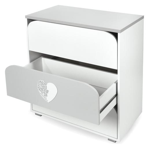 Klups komoda za previjanje Nel heart bijela/siva