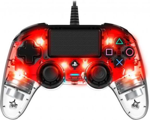 Bigben PS4 Nacon Compact Light Wired Controller prozirno-crveni