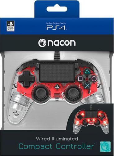 Bigben PS4 Nacon Compact Light Wired Controller prozirno-crveni