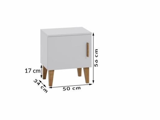 Drveni noćni ormarić - KUBI - bijeli