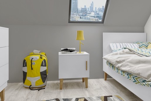 Drveni noćni ormarić - KUBI - bijeli