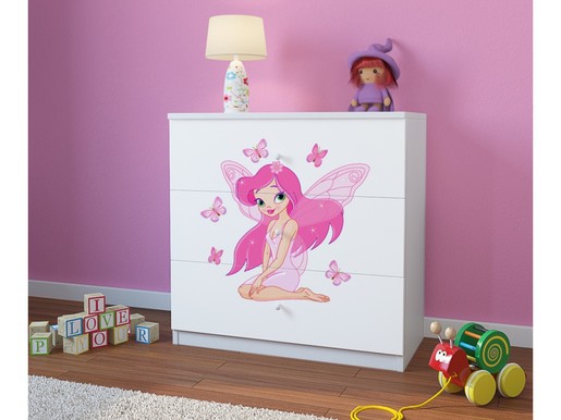 Dječja komoda - zvončica - bijela