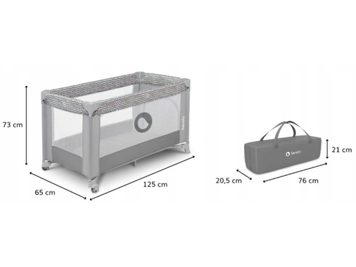 Lionelo dječji prijenosni krevetić Stefi, siva, 5g JAMSTVA