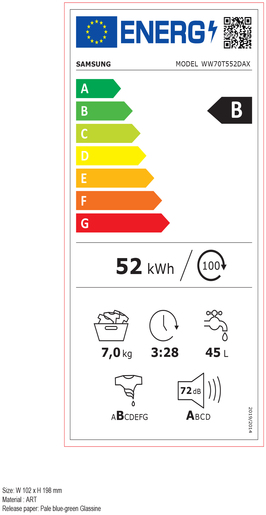 SAMSUNG perilica rublja WW70T552DAX/S7