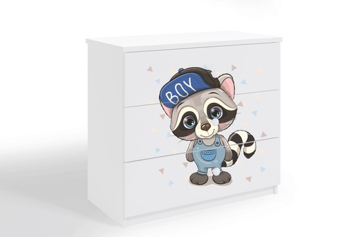 Dječja komoda - rakun - bijela