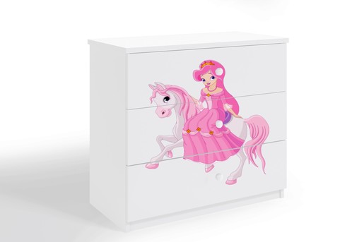Dječja komoda - kraljevna na poniju - bijela