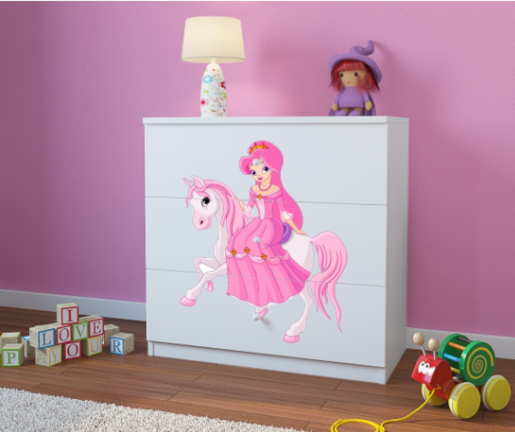 Dječja komoda - kraljevna na poniju - bijela