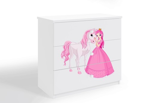 Dječja komoda - kraljevna i poni - bijela
