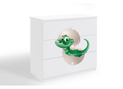 Dječja komoda - mali dino - bijela