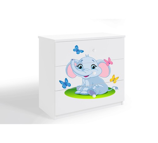 Dječja komoda - slon - bijela