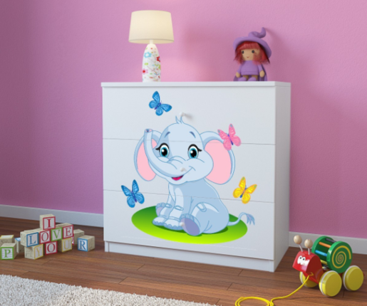 Dječja komoda - slon - bijela