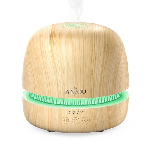 Anjou ultrazvučni ovlaživač/aroma difuzor svijetlo smeđe boje, kapacitet 300 ml AJ-PCN082 + 8 ulja