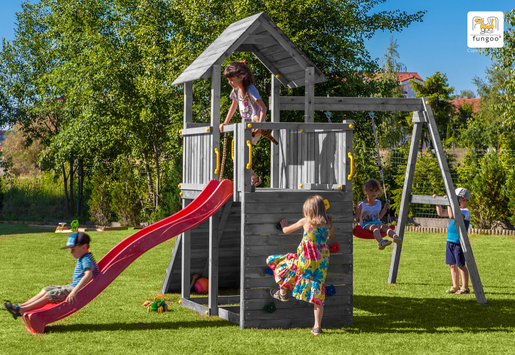 Fungoo drveno dječje igralište CAROL 3 sivi set