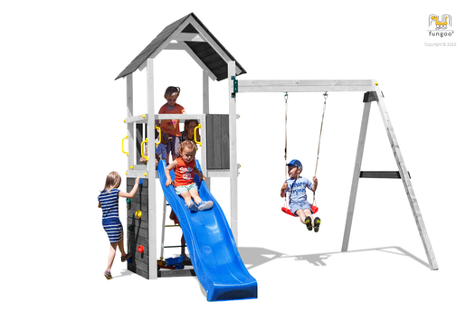 Fungoo drveno dječje igralište CAROL 2 sivo - bijeli set