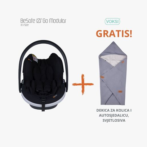 BeSafe autosjedalica iZi Go Modular X1 i-Size(40-75 cm), Black cab 0-1 god + GRATIS Voksi dekica za kolica i autosjedalicu